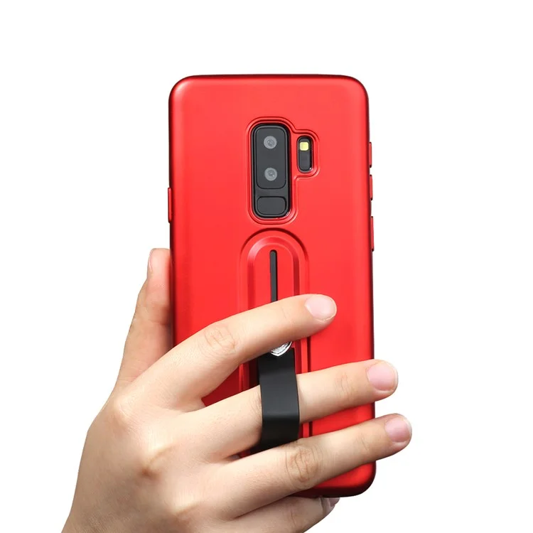 OCUBE Slide Finger Grip Kickstand Soft TPU Phone Case for Samsung Galaxy S9+ G965 - Red