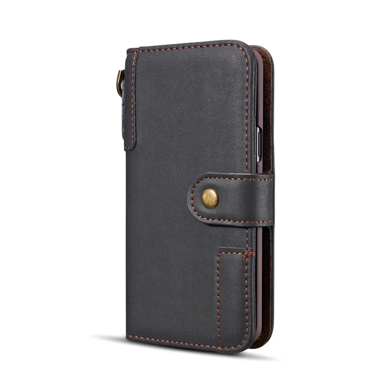 Genuine Cowhide Leather Wallet Stand Case for Samsung Galaxy S9 SM-G960 - Black