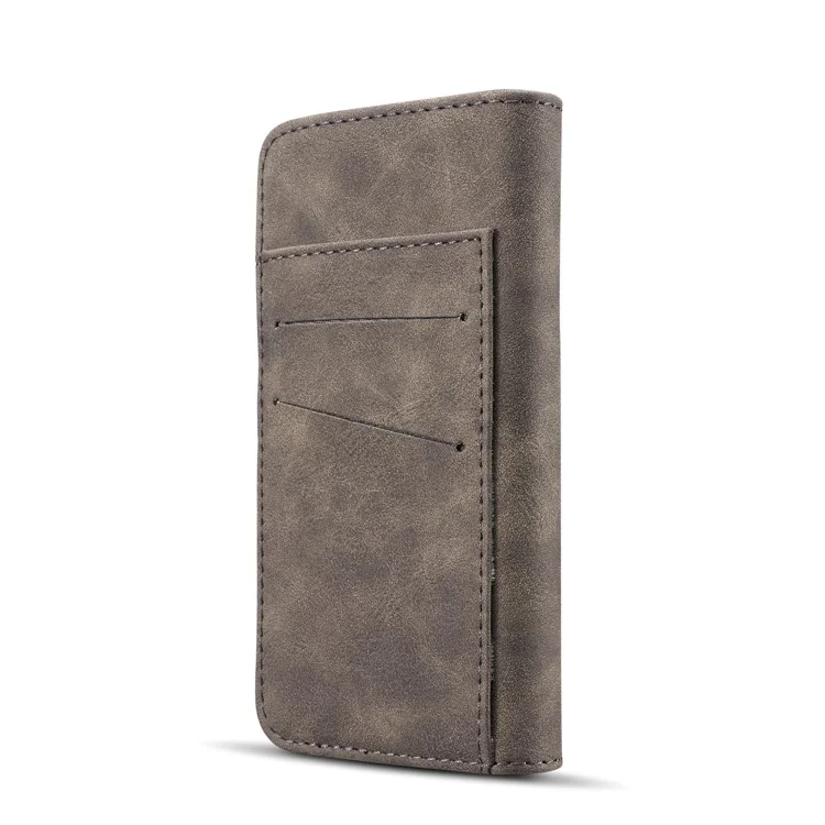 Vintage Style Split Leather Wallet Cover + Detachable Leather Coated PC Case for Samsung Galaxy S9 SM-G960 - Grey