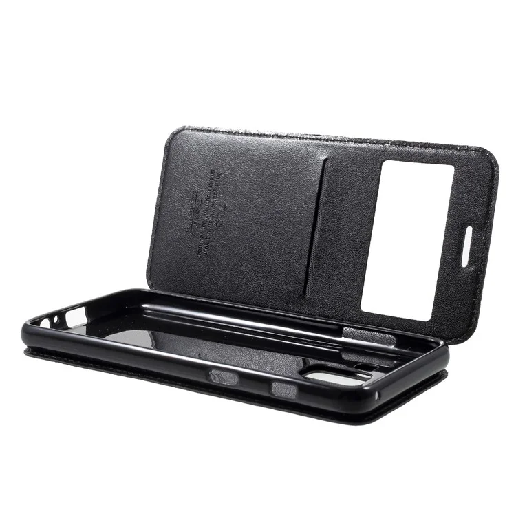 ROAR KOREA View Window Noble Leather Flip Stand Cover Case for Samsung Galaxy A8 (2018) - Black