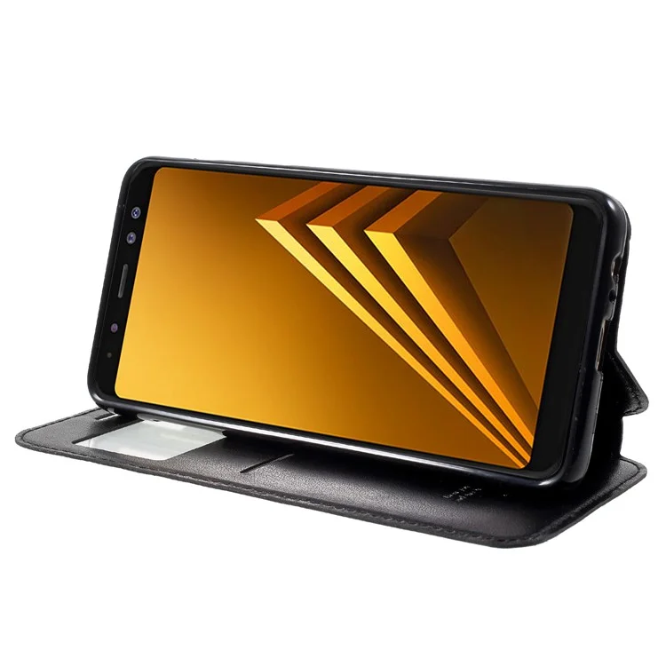 ROAR KOREA View Window Noble Leather Flip Stand Cover Case for Samsung Galaxy A8 (2018) - Black