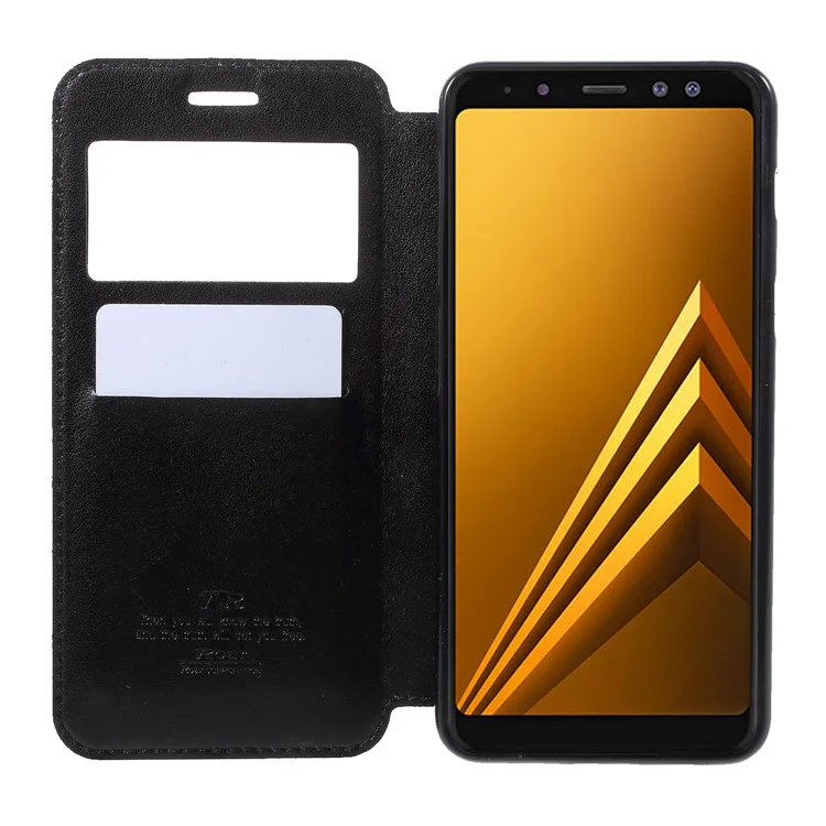 ROAR KOREA View Window Noble Leather Flip Stand Cover Case for Samsung Galaxy A8 (2018) - Black