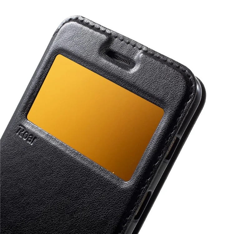 ROAR KOREA View Window Noble Leather Flip Stand Cover Case for Samsung Galaxy A8 (2018) - Black