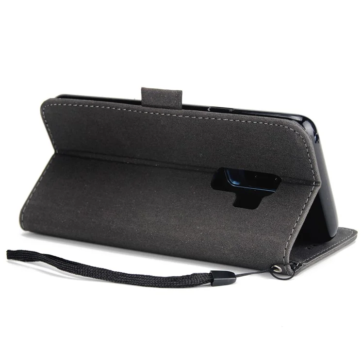 Imprint Dream Catcher PU Leather Wallet Stand Case for Samsung Galaxy S9 Plus SM-G965 - Black