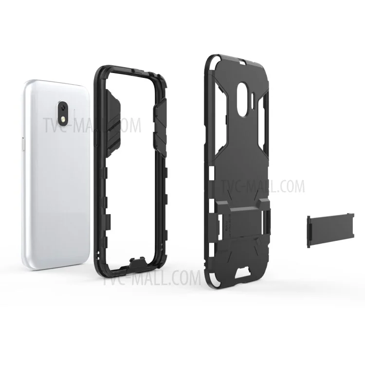 Cool Guard Kickstand Hybrid PC TPU -hülle Für Samsung Galaxy J2 Pro 2018 - Schwarz