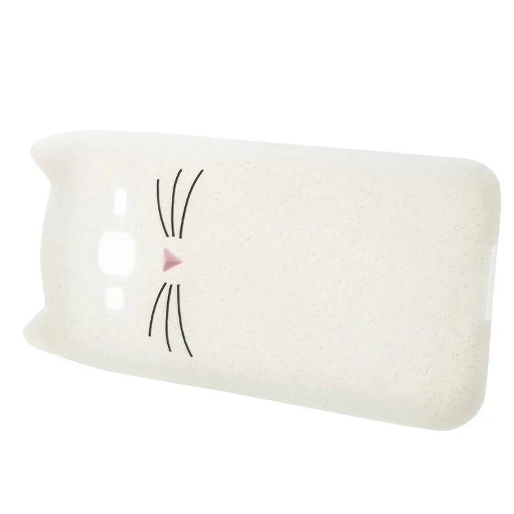 3D Moustache Cat Silicone Shell Case for Samsung Galaxy J3 (2016) - White