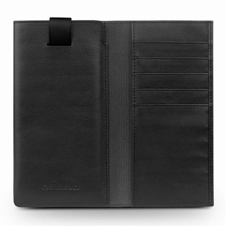 QIALINO Cowhide Leather Pouch Wallet Phone Case for Samsung Galaxy S9+ SM-G965 - Black