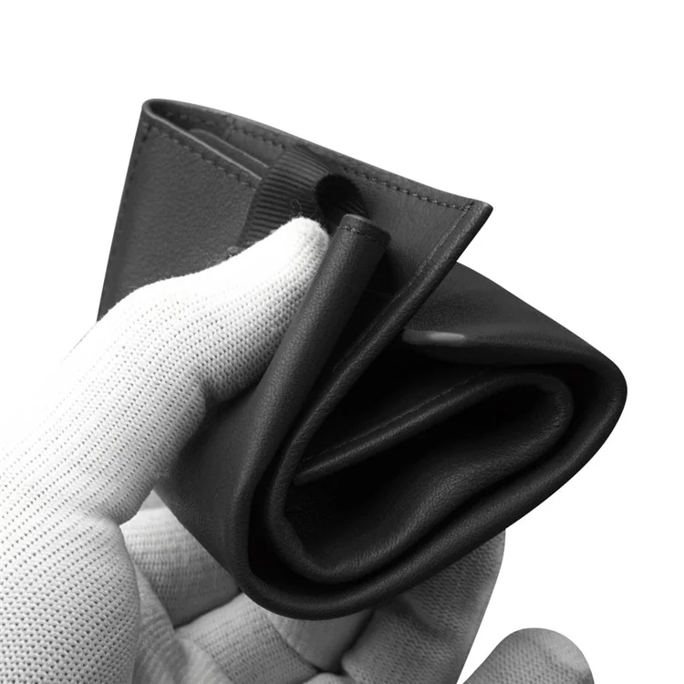 QIALINO Cowhide Leather Pouch Wallet Phone Case for Samsung Galaxy S9+ SM-G965 - Black
