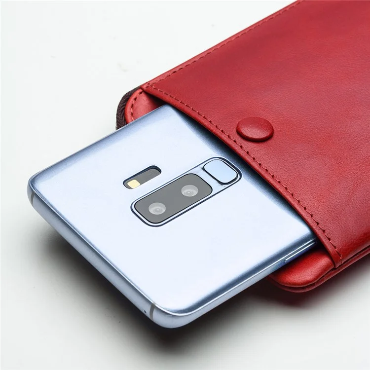 QIALINO Genuine Leather wallet Protective Mobile Phone Case for Samsung Galaxy S9+ SM-G965 - Red