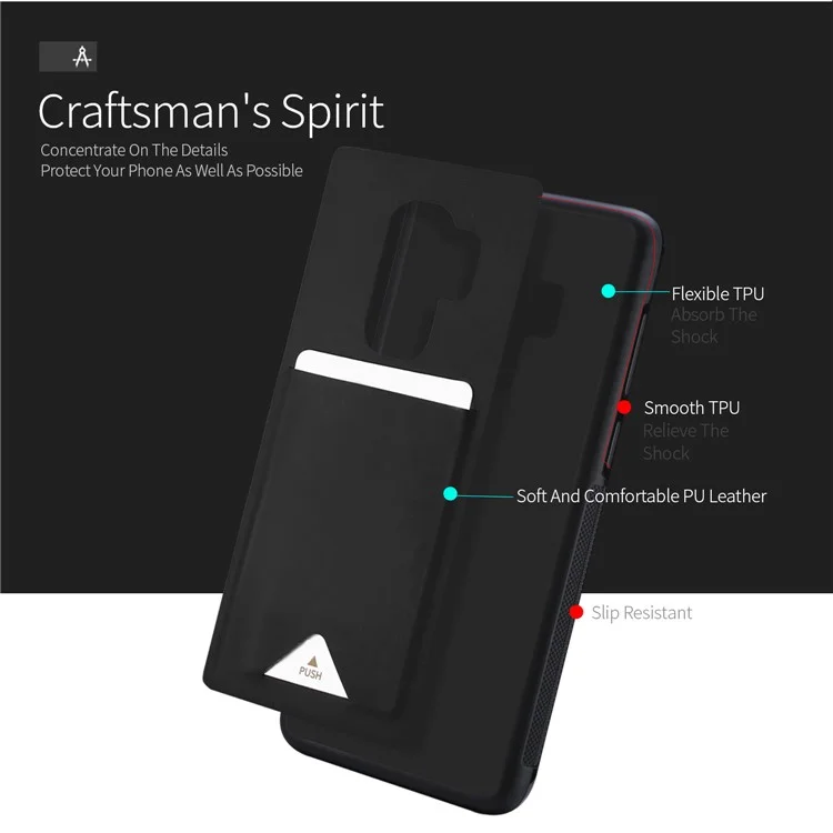 DUX DUCIS Pocard Series Card Pocket PU Leather Coated TPU Case for Samsung Galaxy S9+ SM-G965 - Black