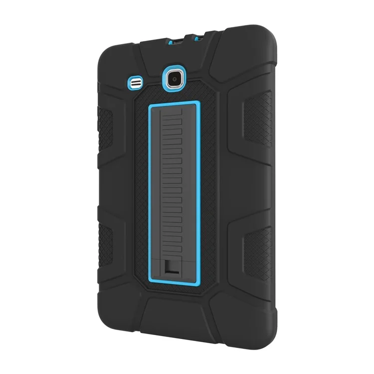 TPU Hybride Anti-poussière Anti-poussière Anti-poussière + Coquille De Protection PC Avec Une Béquille Pour Samsung Galaxy Tab E 9.6 T560 - Noir / Bleu