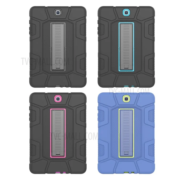 Shock Proof Anti-dust Hybrid TPU + PC Protective Case with Kickstand for Samsung Galaxy Tab A 9.7 - Black