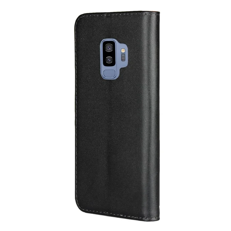 Funda de teléfono de cuero dividido premium para Samsung Galaxy S9 G960 con funciones de cartera y soporte - Negro