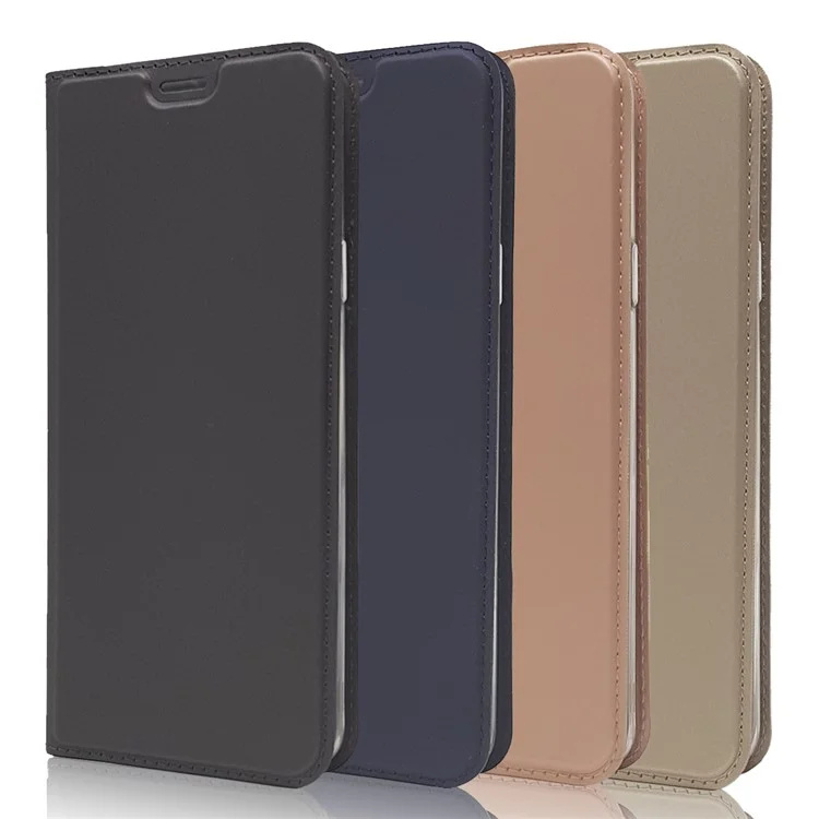 Magnetic Adsorption Stand Leather Card Holder Phone Case for Samsung Galaxy S9 Plus SM-G965 - Black