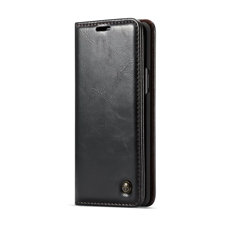 CASEME Oil Wax Leather Card Holder Case for Samsung Galaxy S9 G960 - Black