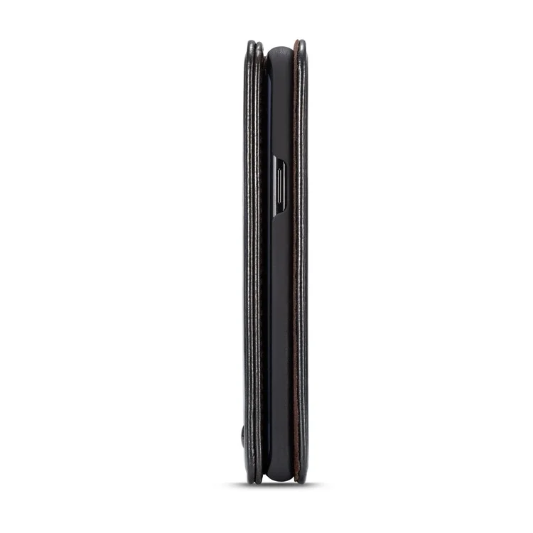 CASEME Oil Wax Leather Card Holder Case for Samsung Galaxy S9 G960 - Black