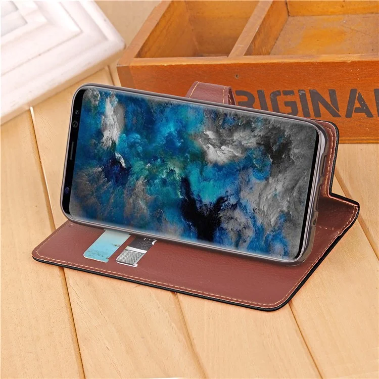 Leaf Shape Magnetic Flap Leather Wallet Case for Samsung Galaxy S9 SM-G960 - Black