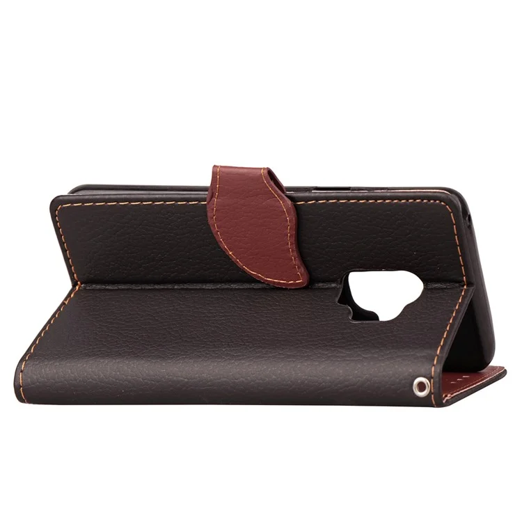 Leaf Shape Magnetic Flap Leather Wallet Case for Samsung Galaxy S9 SM-G960 - Black