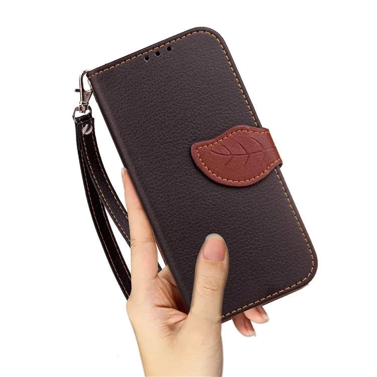 Leaf Shape Magnetic Flap Leather Wallet Case for Samsung Galaxy S9 SM-G960 - Black