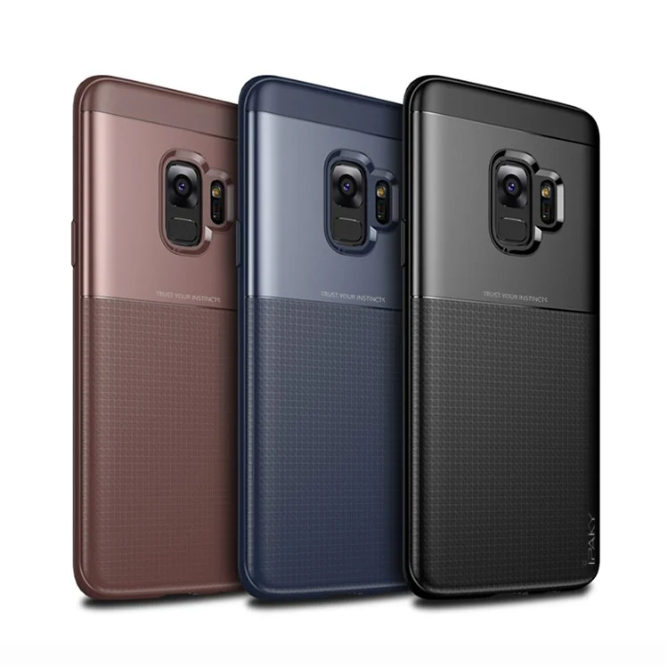 IPAKY PC + TPU Hybrid Grid Pattern Casing for Samsung Galaxy S9 G960 - Black