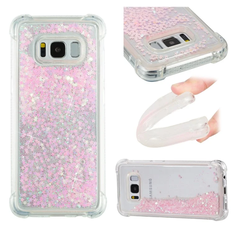 Dynamic Glitter Powder Sequins Shockproof TPU Cell Phone Case for Samsung Galaxy S8 SM-G950 - Pink
