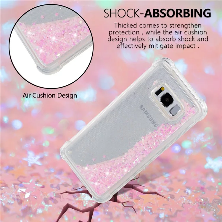 Dynamic Glitter Powder Sequins Shockproof TPU Cell Phone Case for Samsung Galaxy S8 SM-G950 - Pink