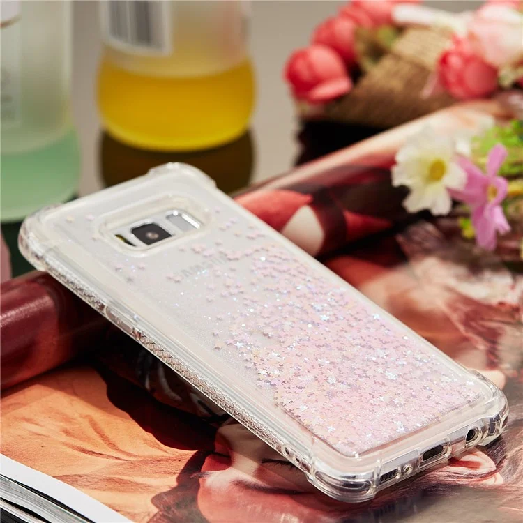 Dynamic Glitter Powder Sequins Shockproof TPU Cell Phone Case for Samsung Galaxy S8 SM-G950 - Pink
