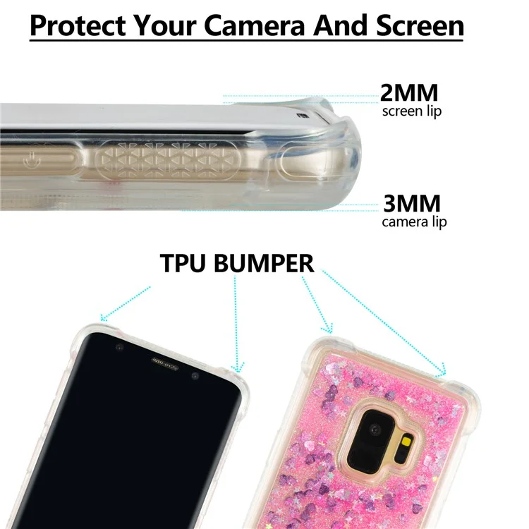 Dynamic Glitter Powder Sequins TPU Shockproof Case for Samsung Galaxy S9 SM-G960 - Rose