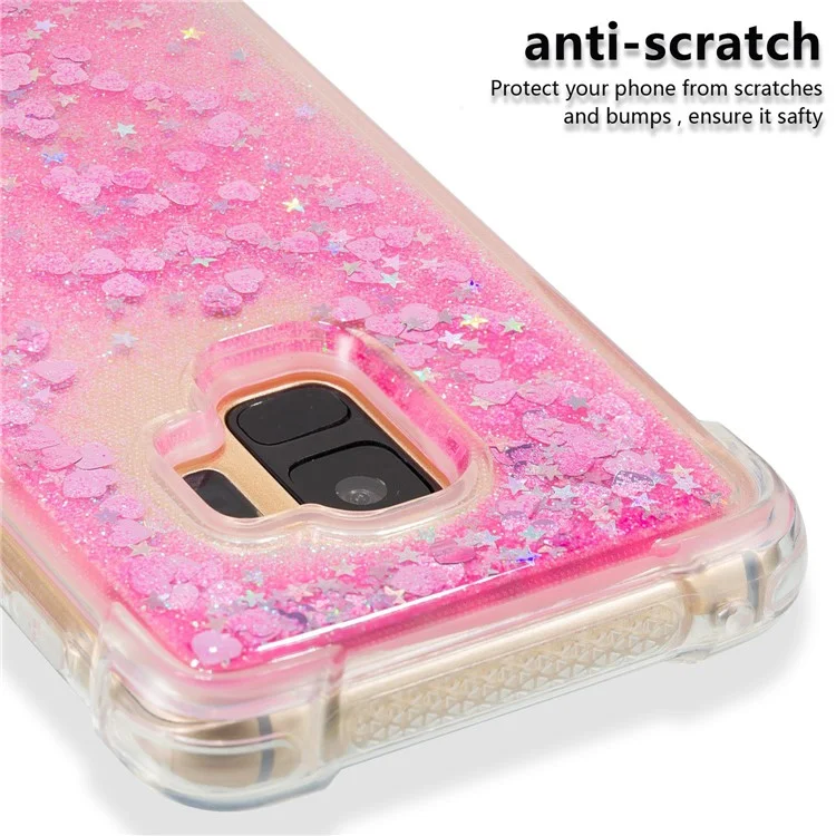 Dynamic Glitter Powder Sequins TPU Shockproof Case for Samsung Galaxy S9 SM-G960 - Rose
