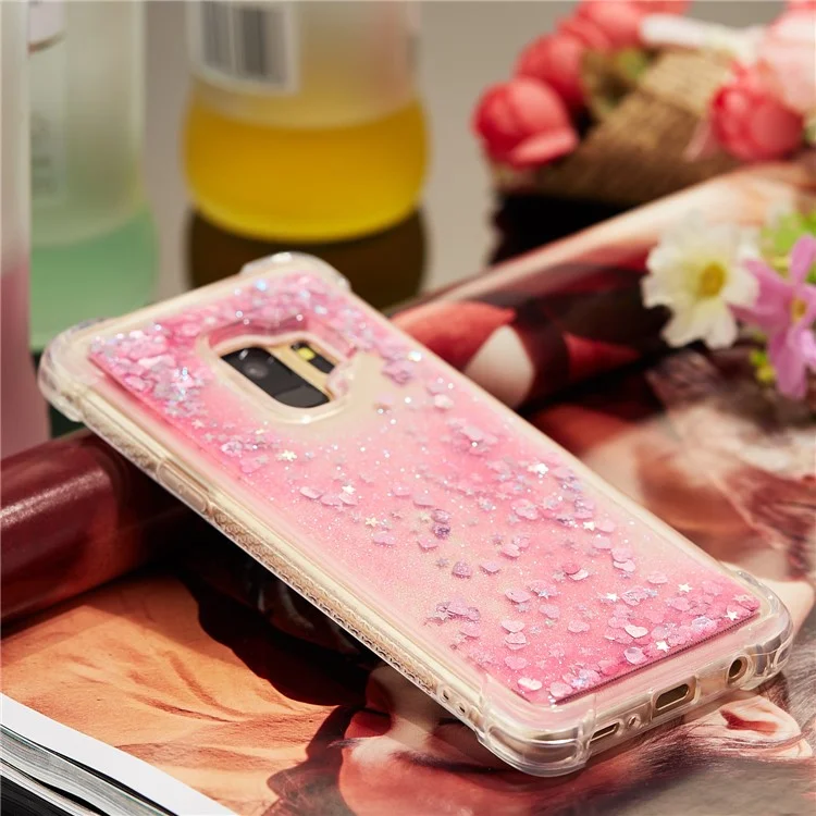 Dynamic Glitter Powder Sequins TPU Shockproof Case for Samsung Galaxy S9 SM-G960 - Rose