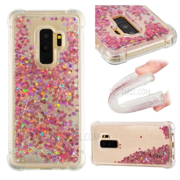 Dynamic Glitter Powder Sequins TPU Shockproof Cover for Samsung Galaxy S9+ SM-G965 - Red