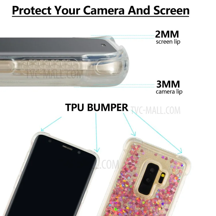 Dynamic Glitter Powder Sequins TPU Shockproof Cover for Samsung Galaxy S9+ SM-G965 - Red