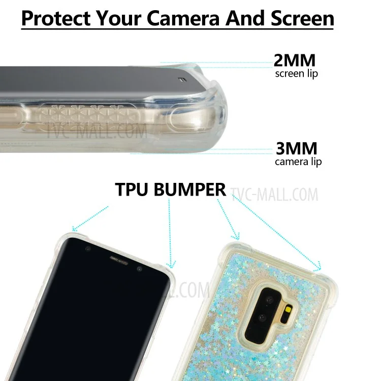 Dynamic Glitter Powder Sequins TPU Shockproof Cover for Samsung Galaxy S9+ SM-G965 - Red
