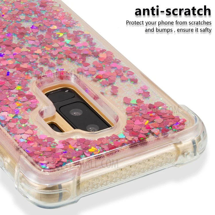 Dynamic Glitter Powder Sequins TPU Shockproof Cover for Samsung Galaxy S9+ SM-G965 - Red
