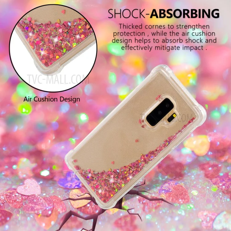 Dynamic Glitter Powder Sequins TPU Shockproof Cover for Samsung Galaxy S9+ SM-G965 - Red