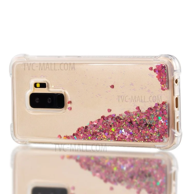 Dynamic Glitter Powder Sequins TPU Shockproof Cover for Samsung Galaxy S9+ SM-G965 - Red