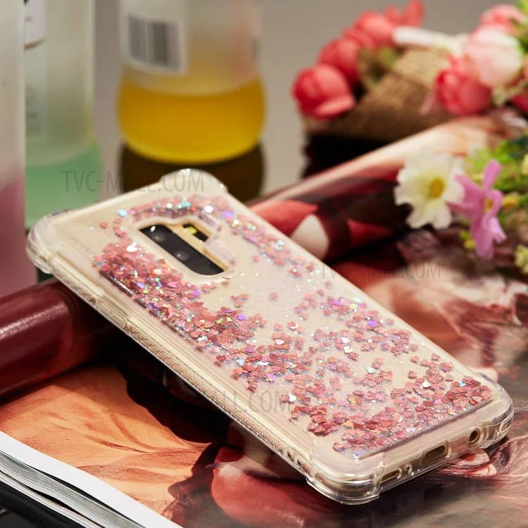 Dynamic Glitter Powder Sequins TPU Shockproof Cover for Samsung Galaxy S9+ SM-G965 - Red