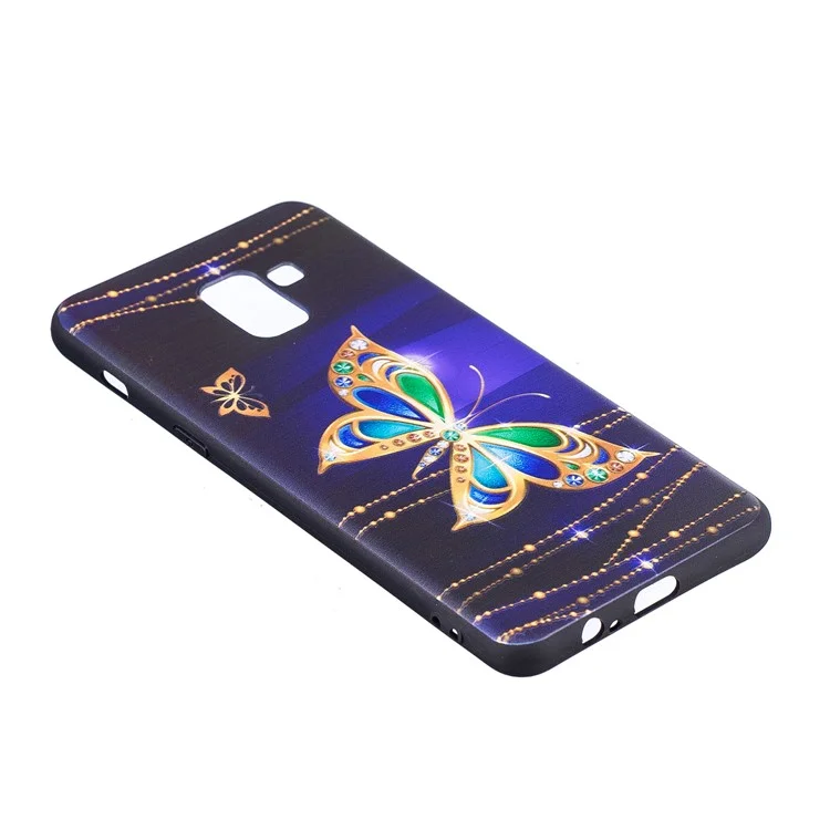 Embossment Soft TPU Phone Case for Samsung Galaxy A8 (2018) - Gold Butterfly
