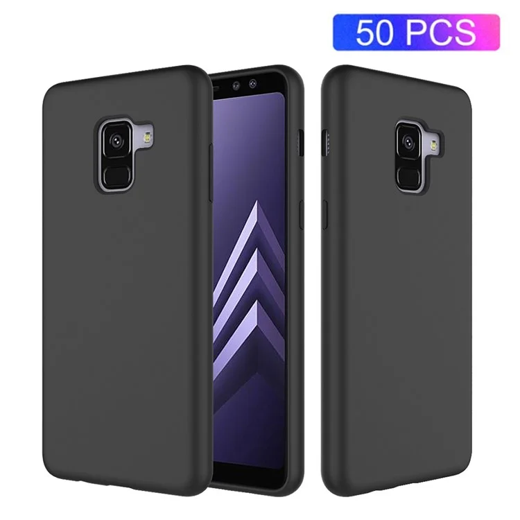 50Pcs/Set Liquid Silicone Phone Back Case for Samsung Galaxy A8 (2018) - Black