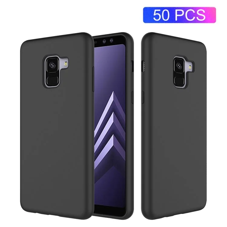 50Pcs/Set Liquid Silicone Phone Back Case for Samsung Galaxy A8+ (2018) - Black
