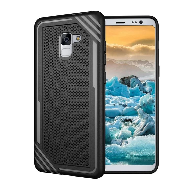 Armor Anti-slip TPU Back Mobile Phone Case for Samsung Galaxy A8+ (2018) - Black