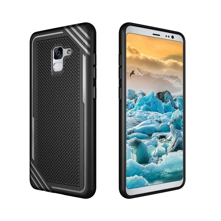 Armor Anti-slip TPU Back Mobile Phone Case for Samsung Galaxy A8+ (2018) - Black