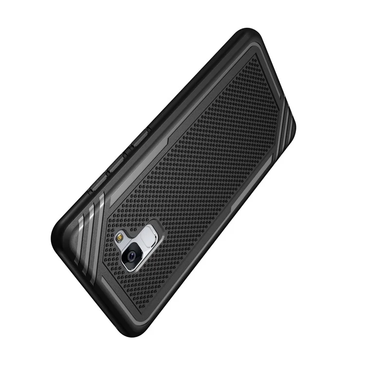 Armor Anti-slip TPU Back Mobile Phone Case for Samsung Galaxy A8+ (2018) - Black