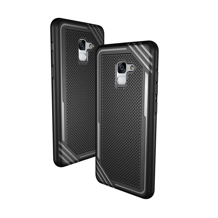 Armor Anti-slip TPU Back Mobile Phone Case for Samsung Galaxy A8+ (2018) - Black