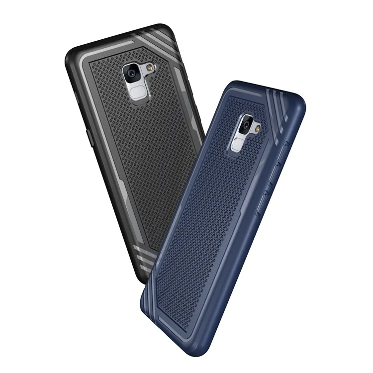 Armor Anti-slip TPU Back Mobile Phone Case for Samsung Galaxy A8+ (2018) - Black