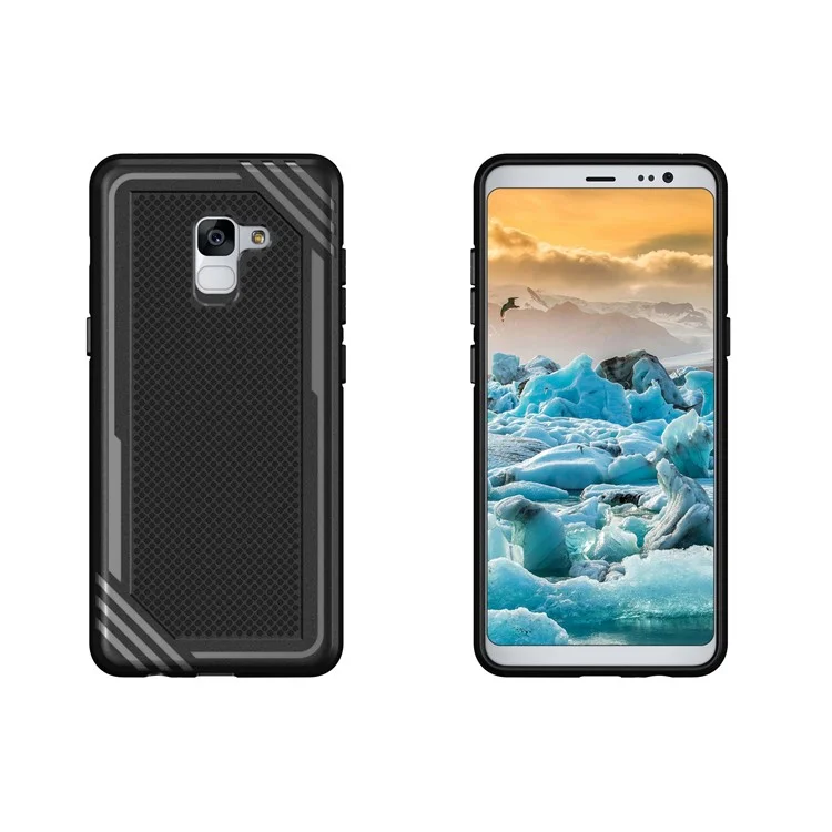 Armor Anti-slip TPU Back Mobile Phone Case for Samsung Galaxy A8+ (2018) - Black