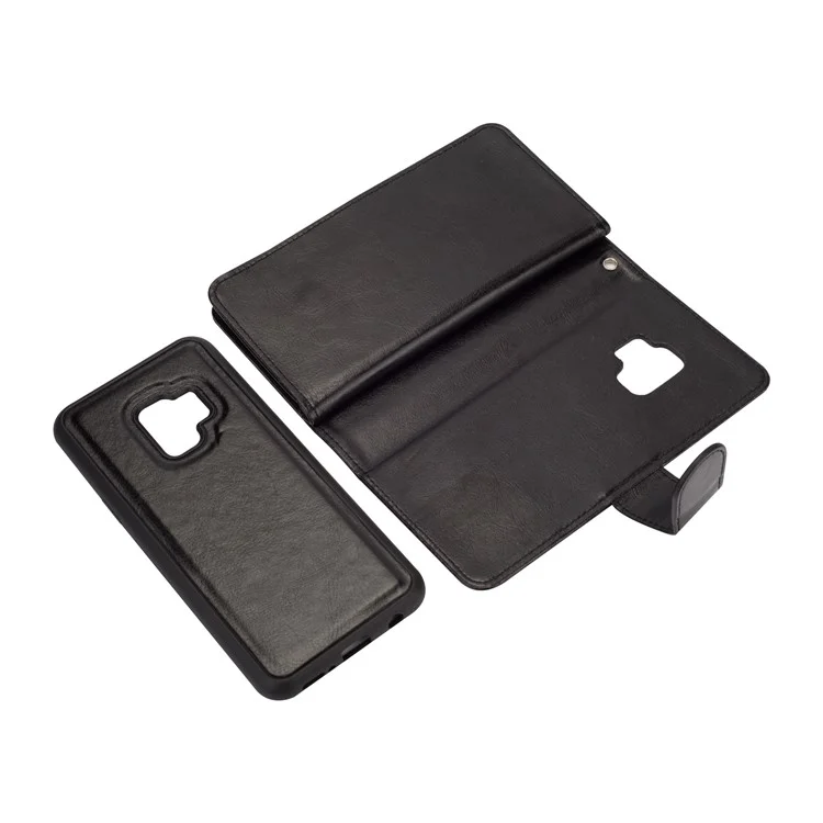 Detachable 9 Card Slots Leather Wallet Case for Samsung Galaxy S9 SM-G960 - Black