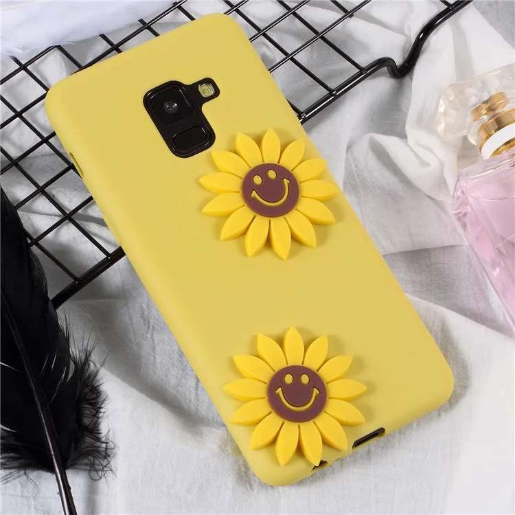 Cute 3D Cartoon Image Soft TPU Cellphone Case for Samsung Galaxy A8 (2018) - Sunflower
