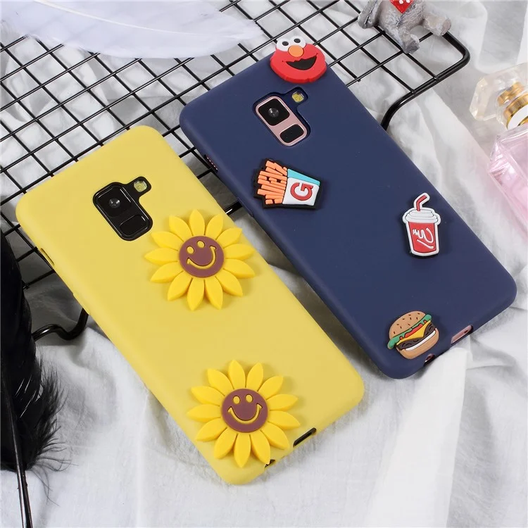 Cute 3D Cartoon Image Soft TPU Cellphone Case for Samsung Galaxy A8 (2018) - Sunflower