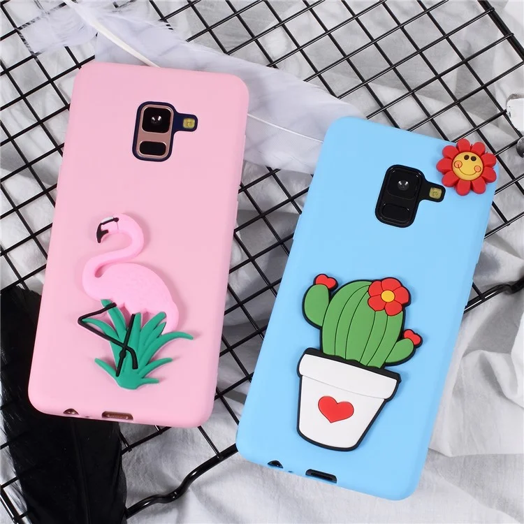 Cute 3D Cartoon Image Soft TPU Cellphone Case for Samsung Galaxy A8 (2018) - Sunflower